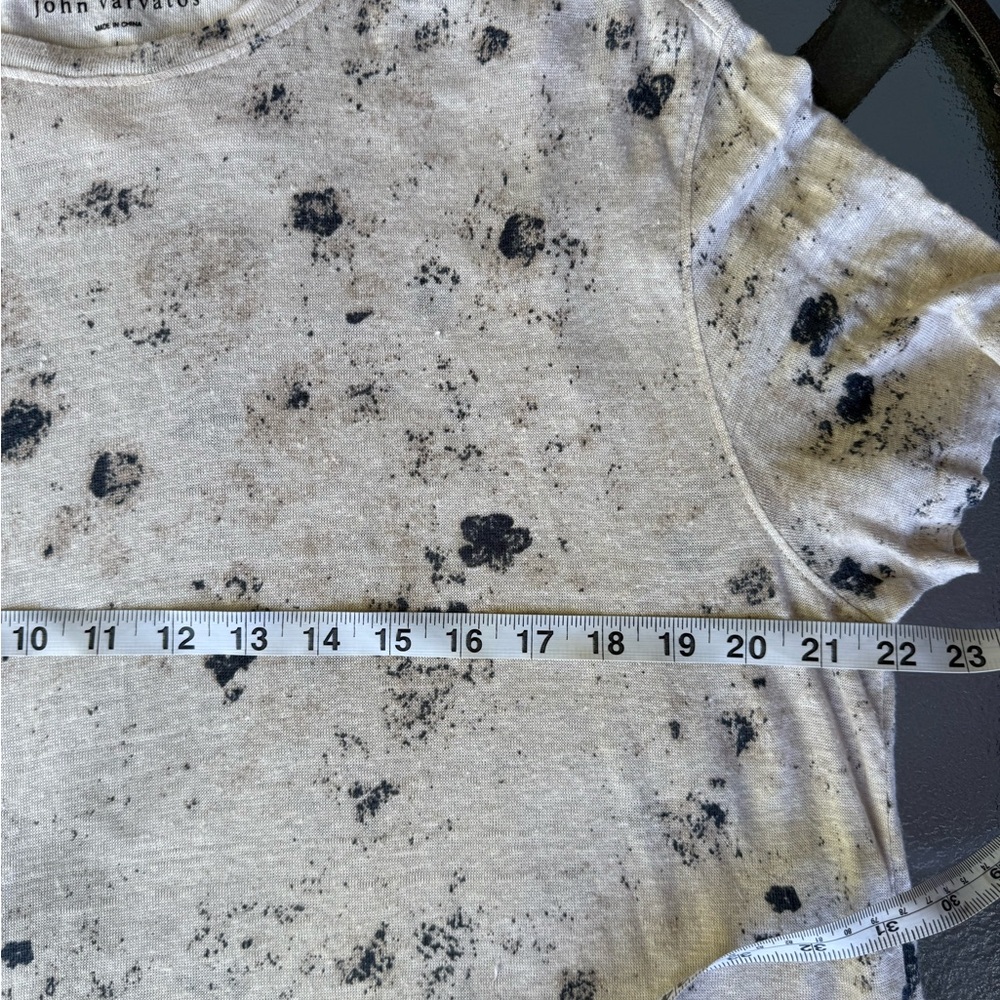 John Varvatos - linen Light Beige Speckled Short Sleeve Tee - Picture 8 of 8